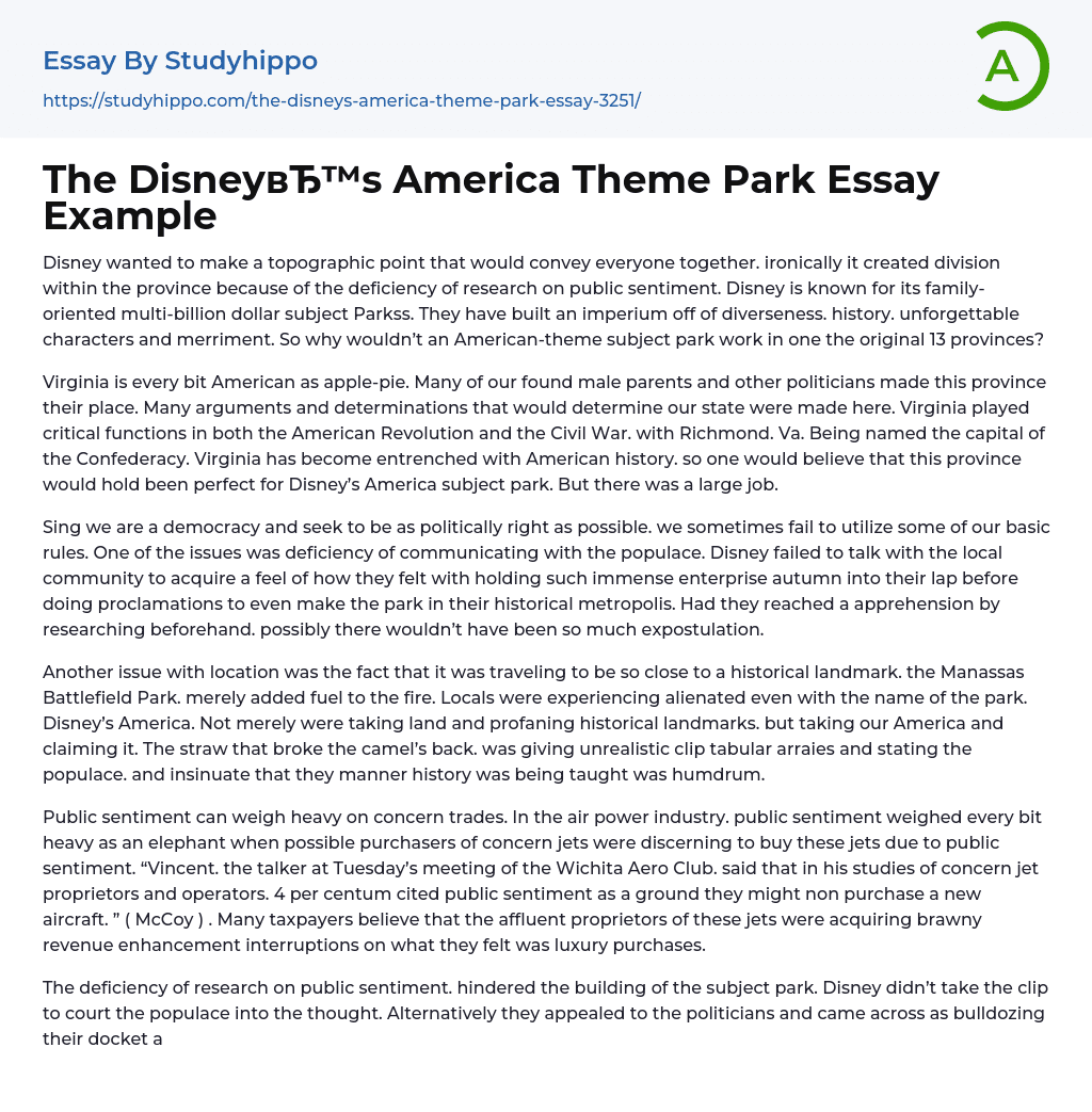 essay about going to disney world