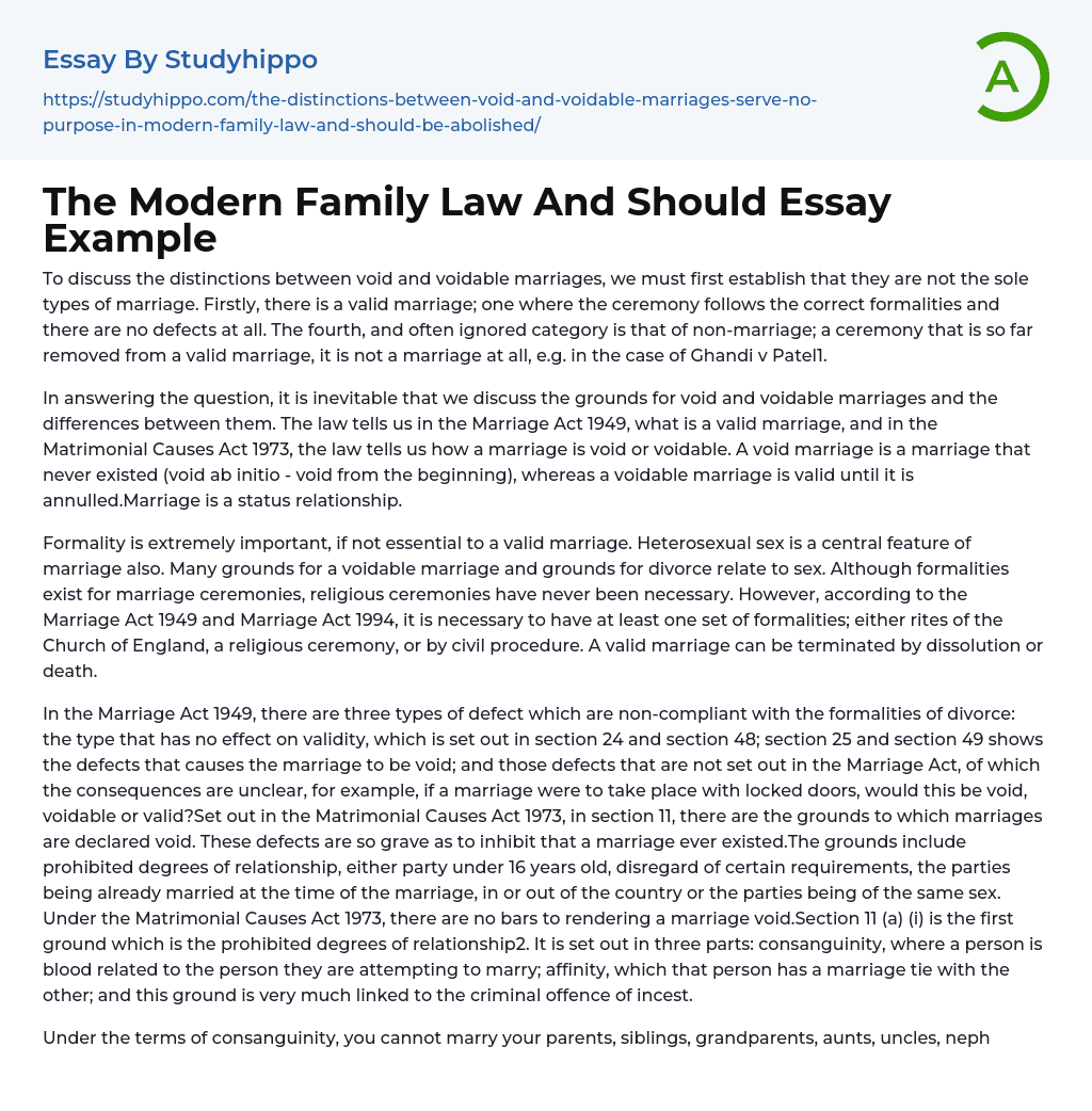 The Modern Family Law And Should Essay Example StudyHippo