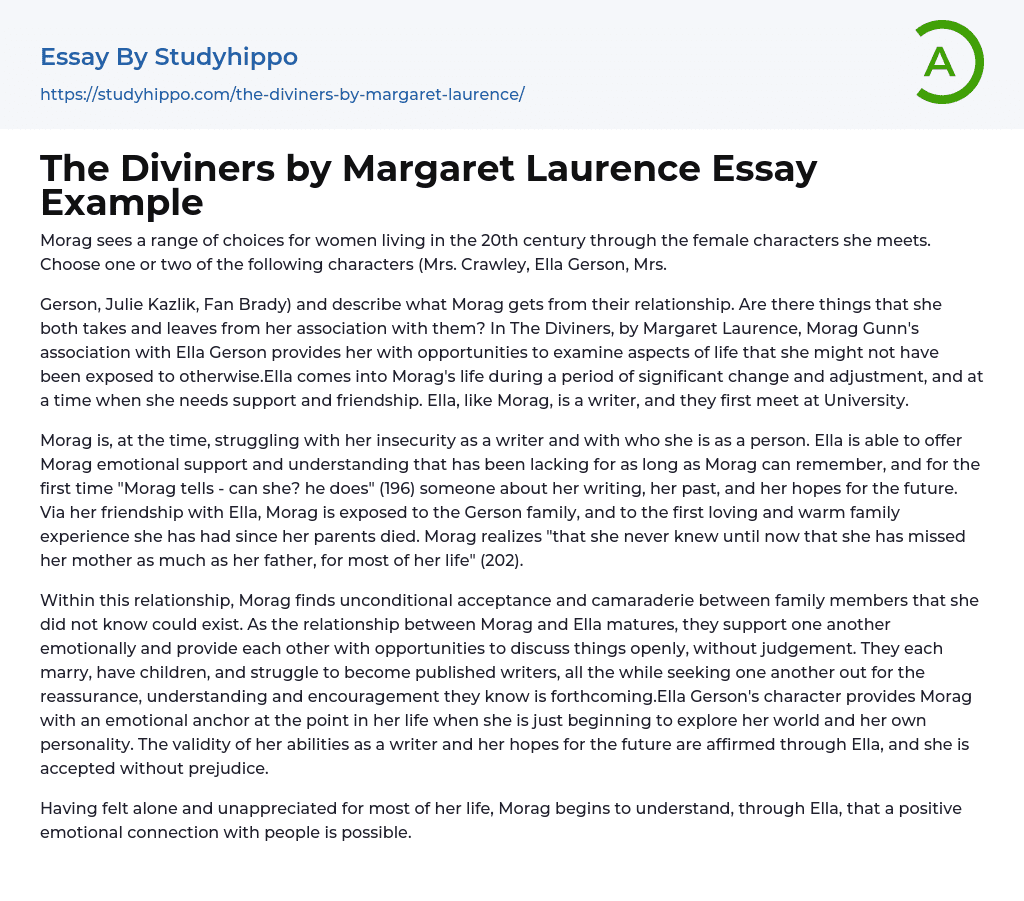The Diviners by Margaret Laurence Essay Example
