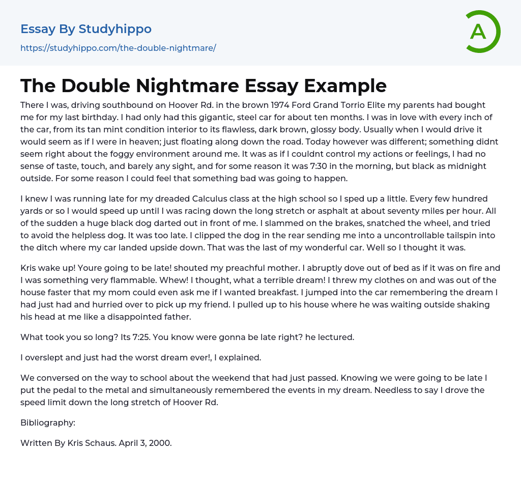 nightmare essay for class 4
