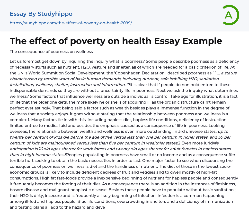 essay on effect of poverty on health