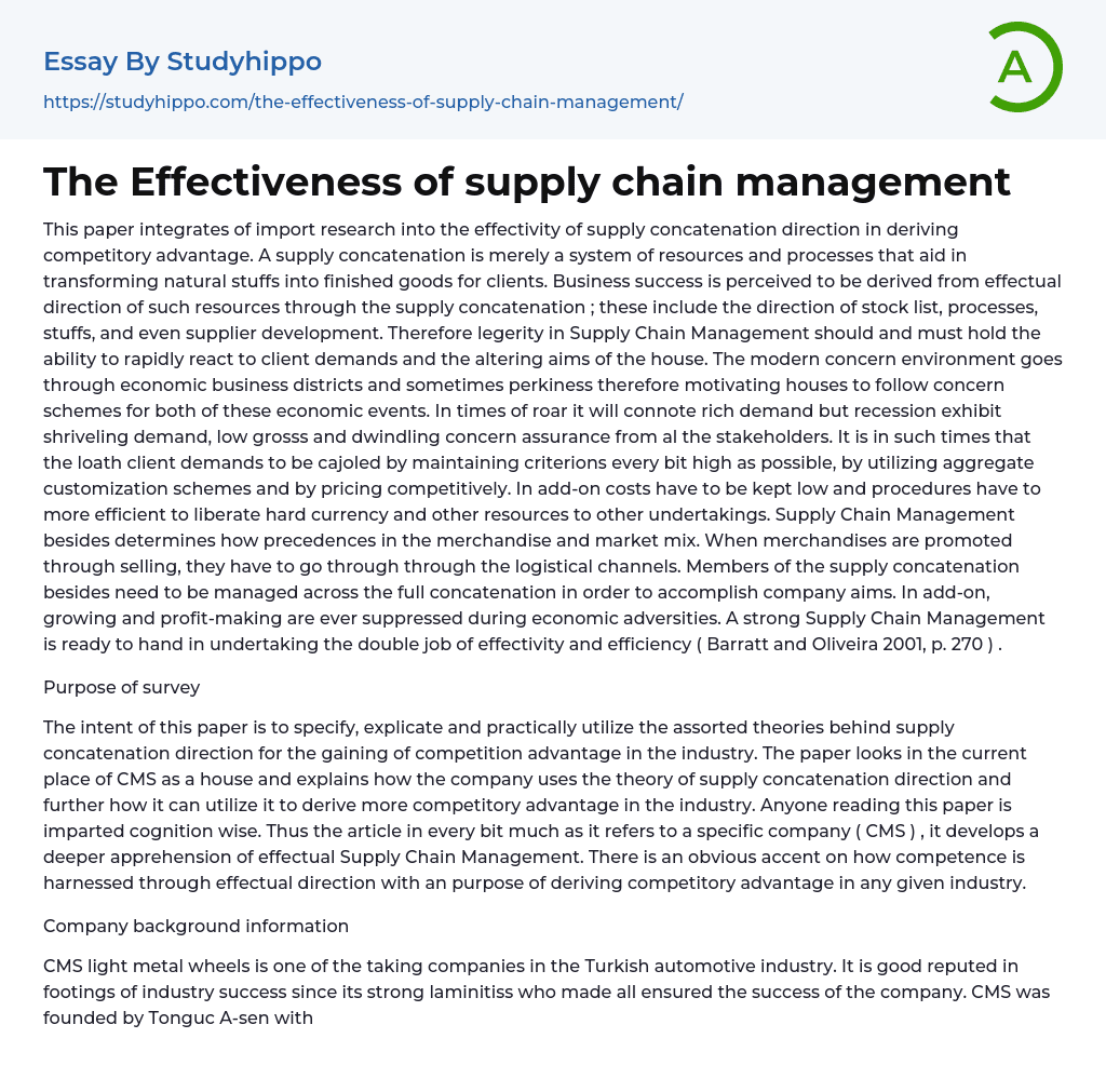 supply chain management essay topics