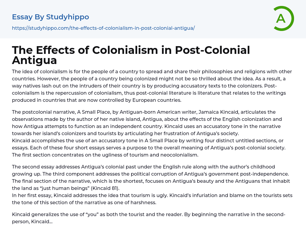 The Effects of Colonialism in Post-Colonial Antigua Essay Example
