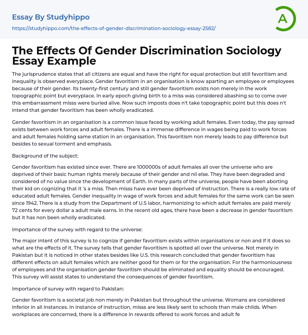 gender discrimination research essay