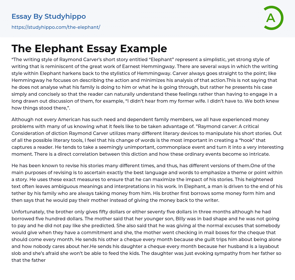 The Elephant Essay Example