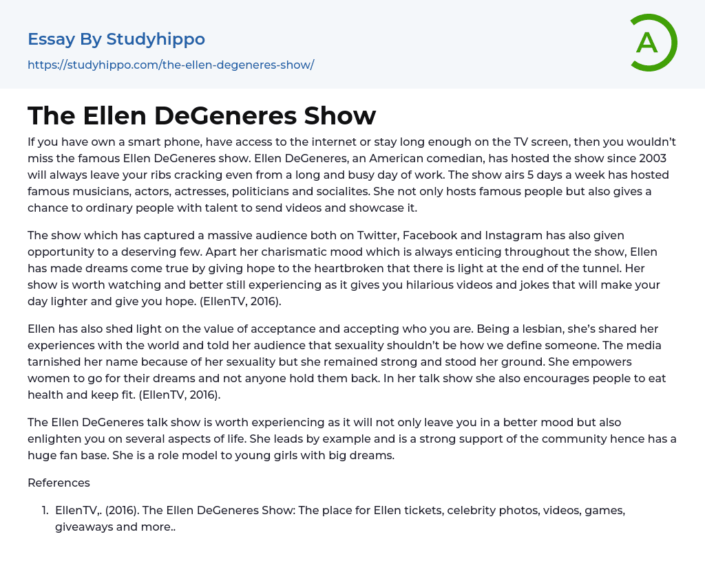 The Ellen DeGeneres Show Essay Example