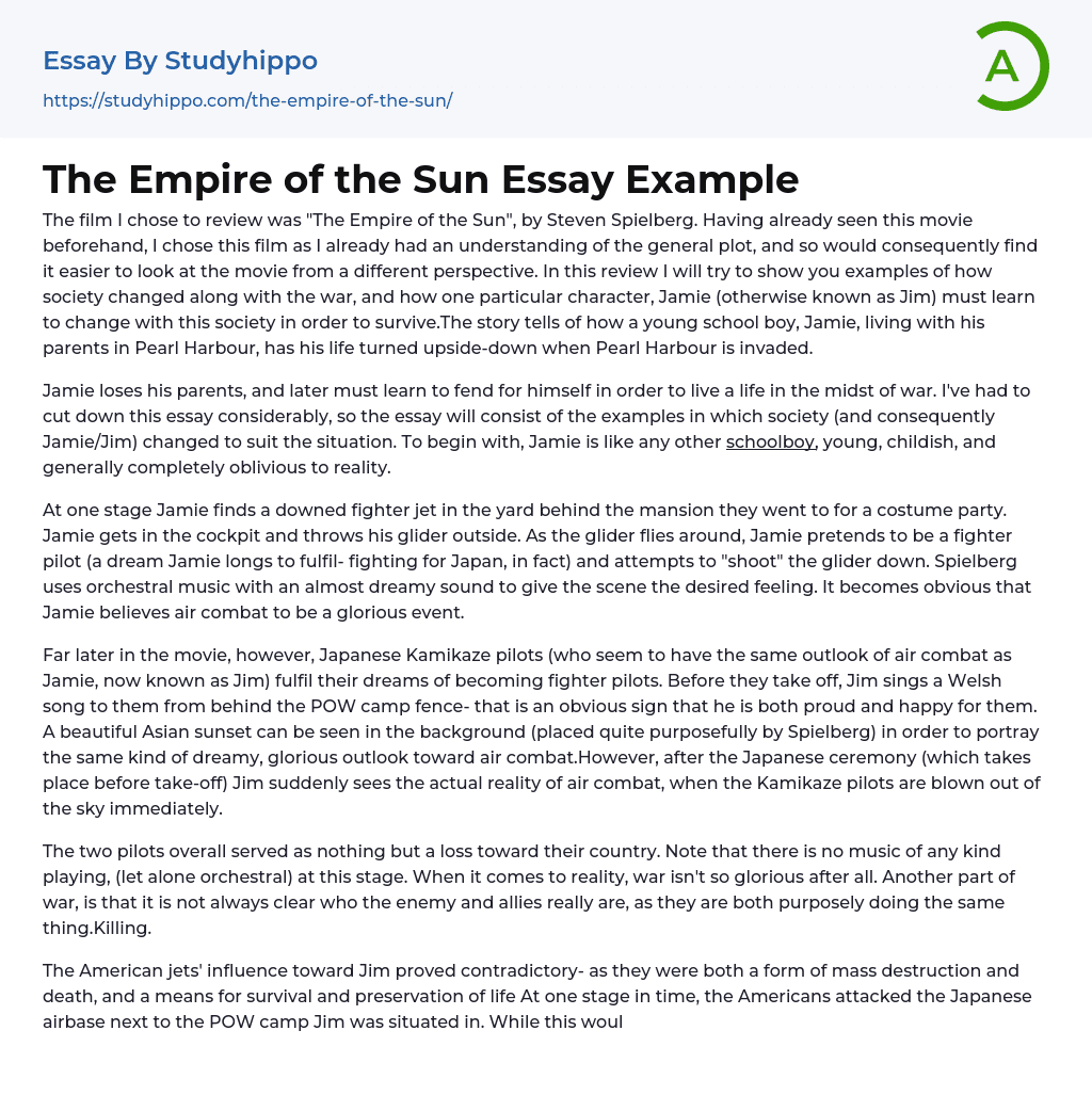 The Empire of the Sun Essay Example