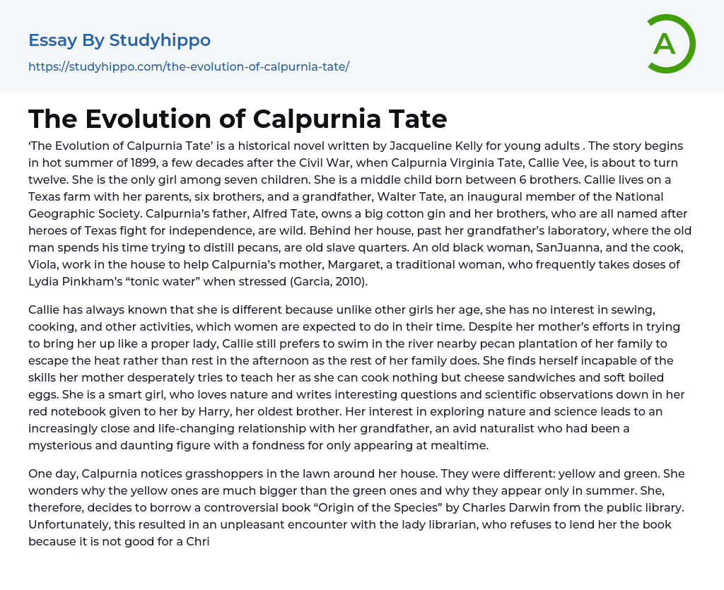 The Evolution of Calpurnia Tate Essay Example