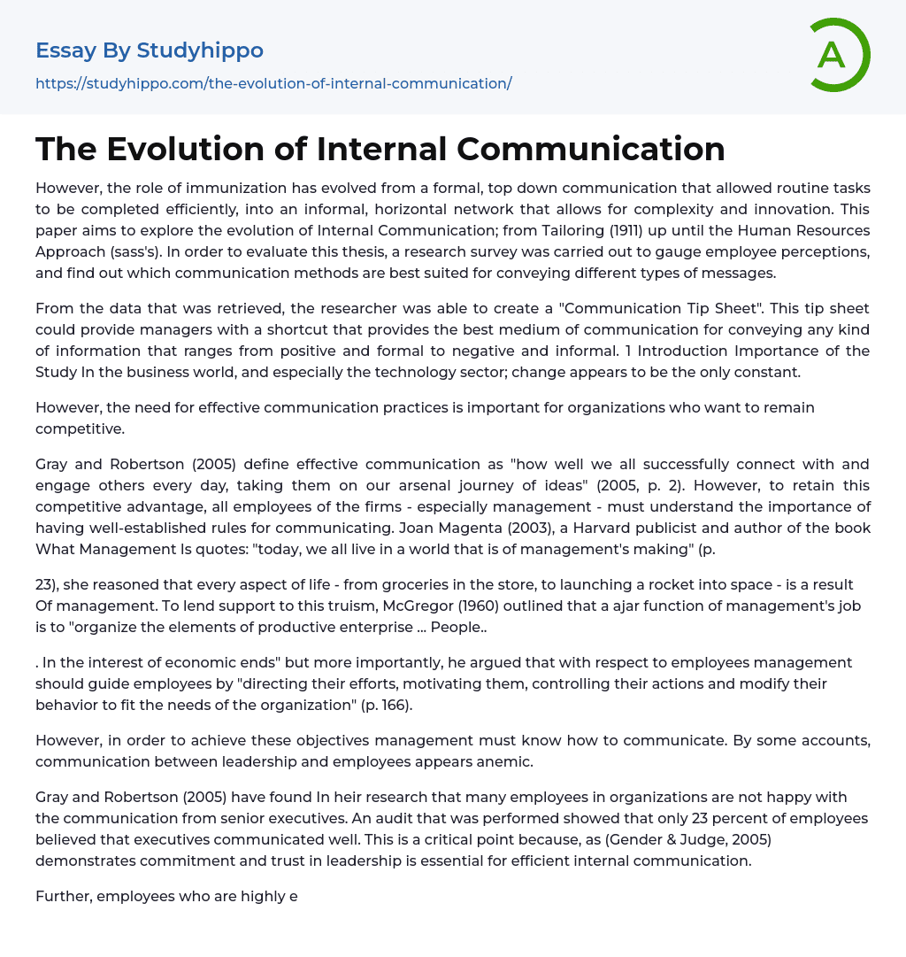 internal communication essay