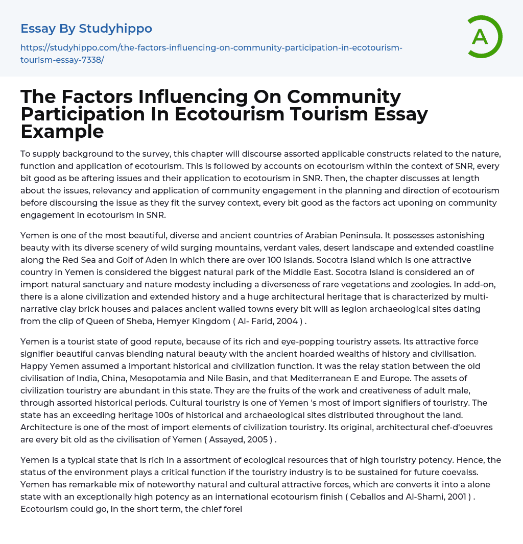 ecotourism essay easy