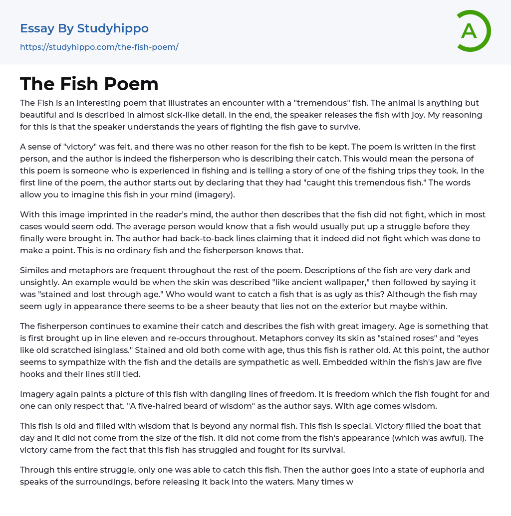 The Fish Poem Essay Example