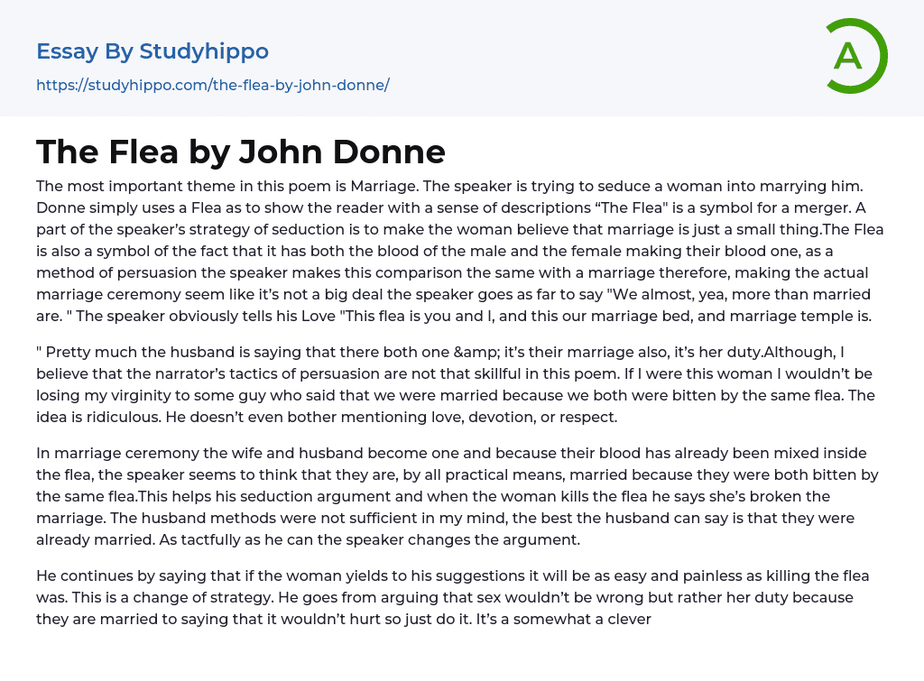 The Flea by John Donne Essay Example