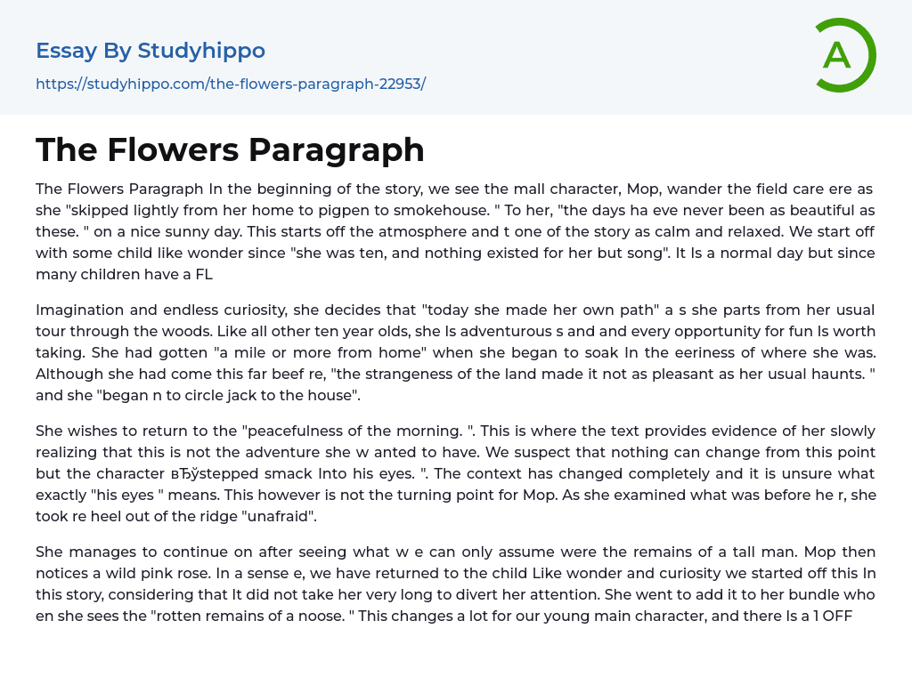 The Flowers Paragraph Essay Example