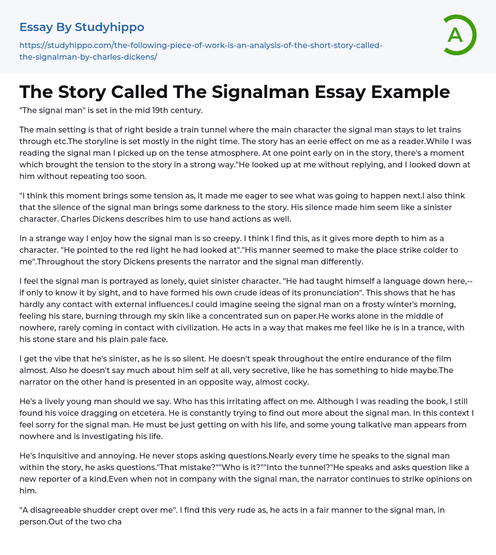 The Story Called The Signalman Essay Example