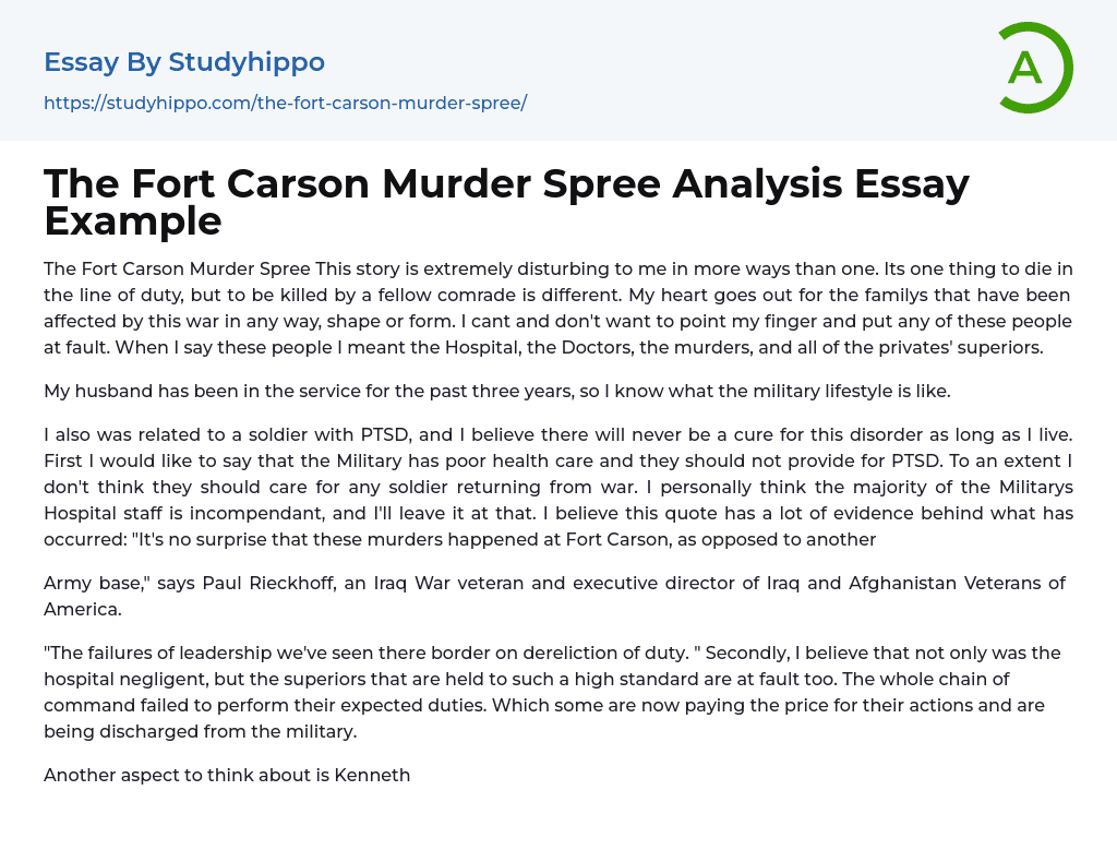 The Fort Carson Murder Spree Analysis Essay Example