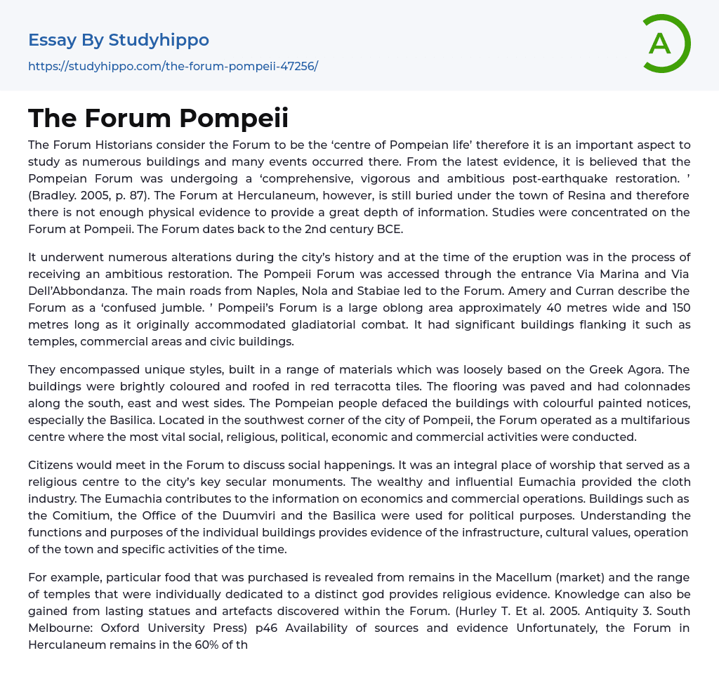 The Forum Pompeii Essay Example