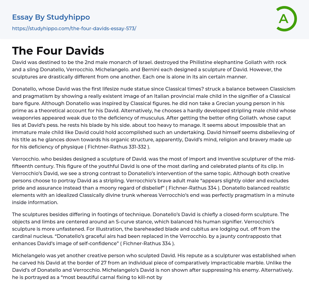 The Four Davids Essay Example