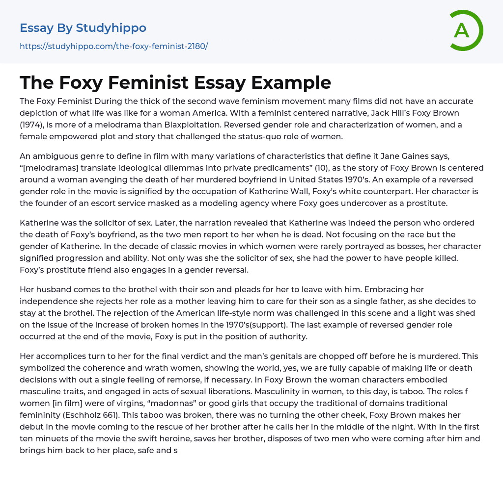 The Foxy Feminist Essay Example