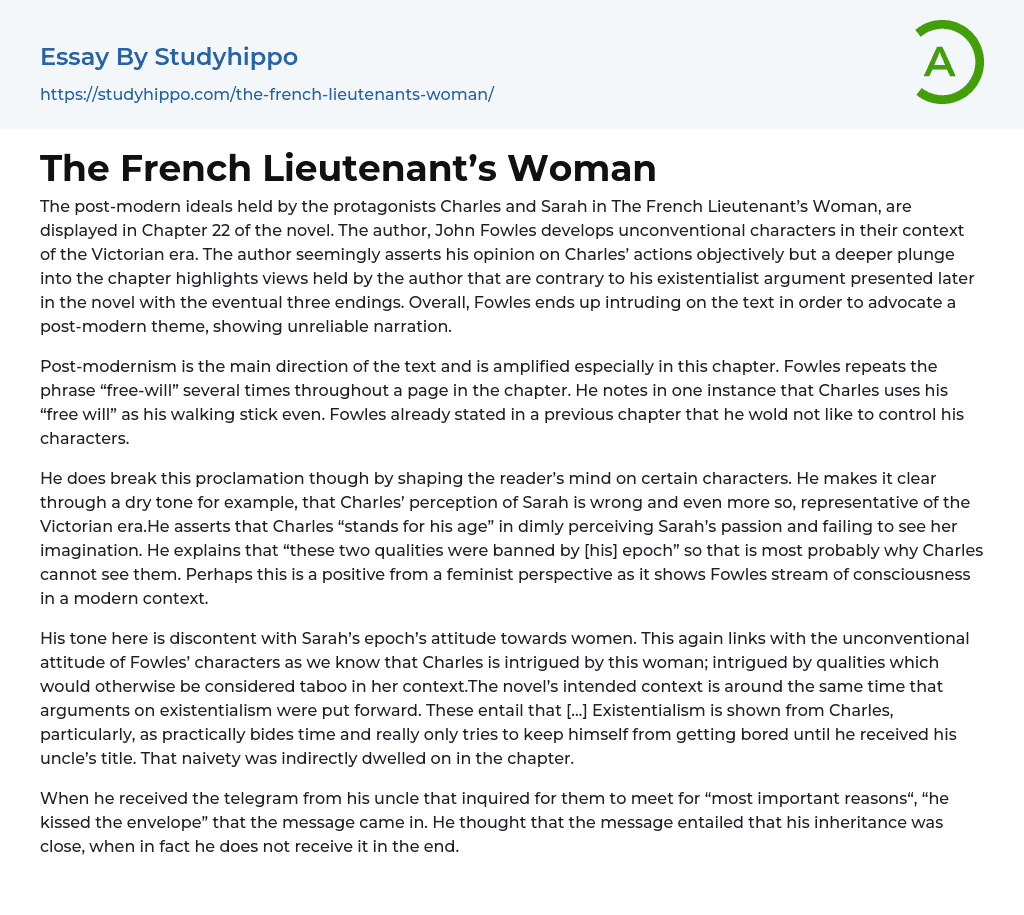 The French Lieutenant’s Woman Essay Example