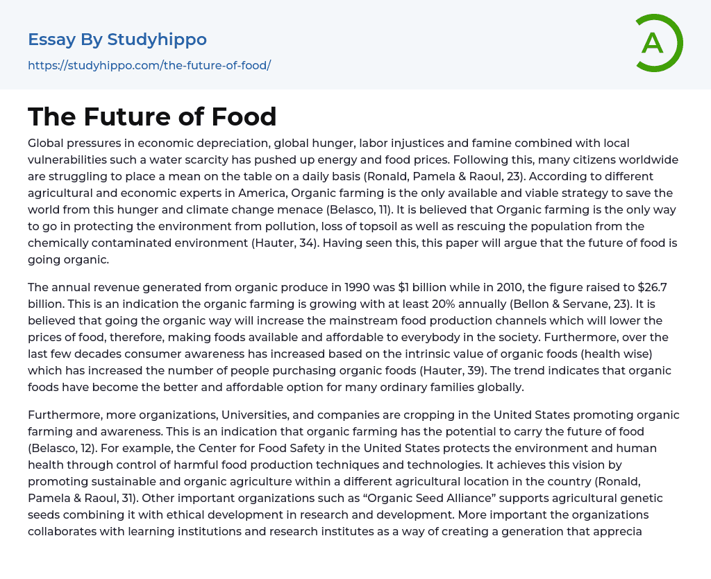 The Future of Food Essay Example