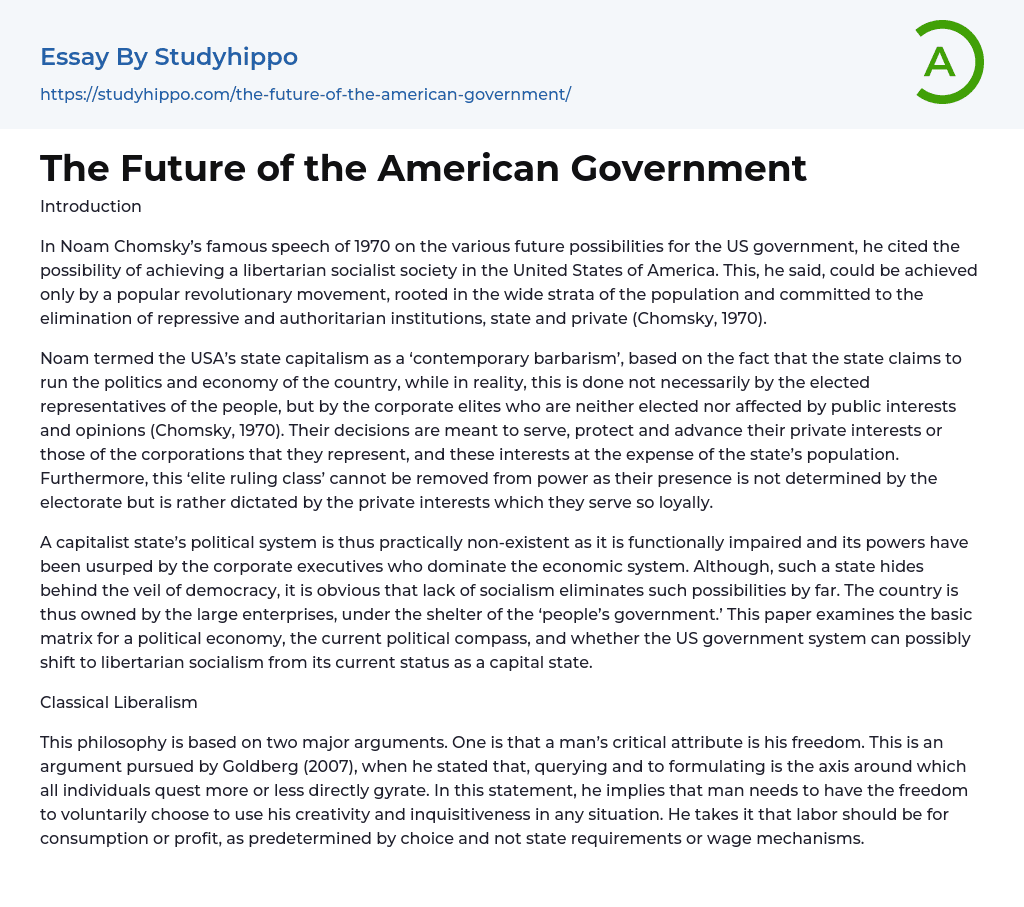 The Future of the American Government Essay Example