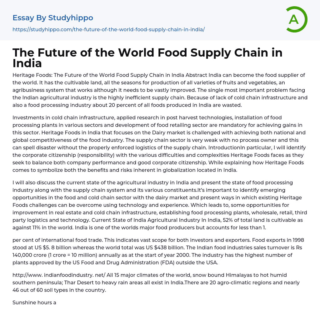 case study on food supply chain in india