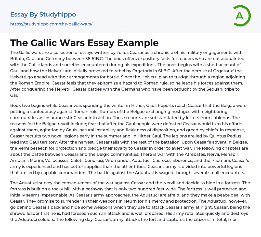 The Gallic Wars Essay Example