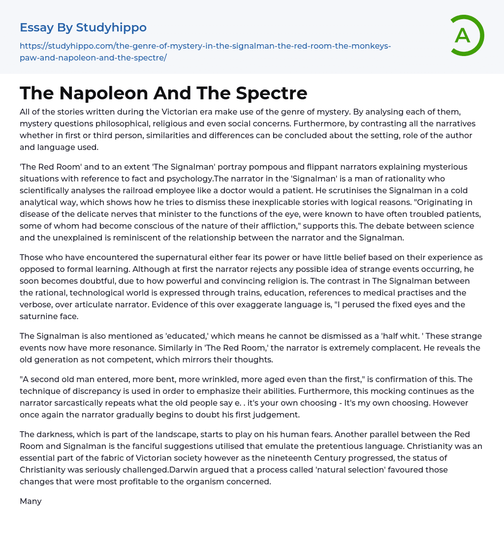 The Napoleon And The Spectre Essay Example
