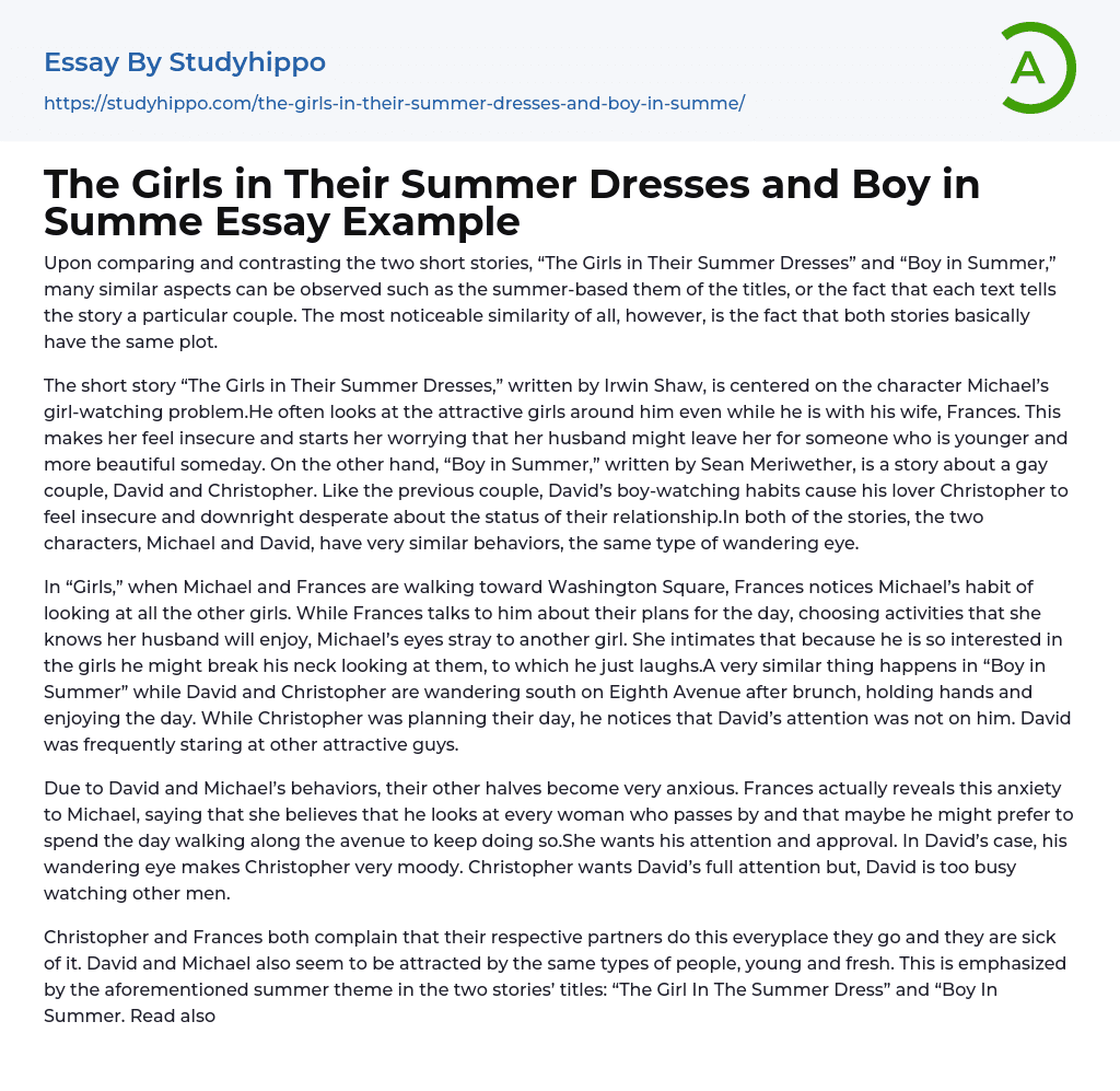 The Girls in Their Summer Dresses and Boy in Summe Essay Example