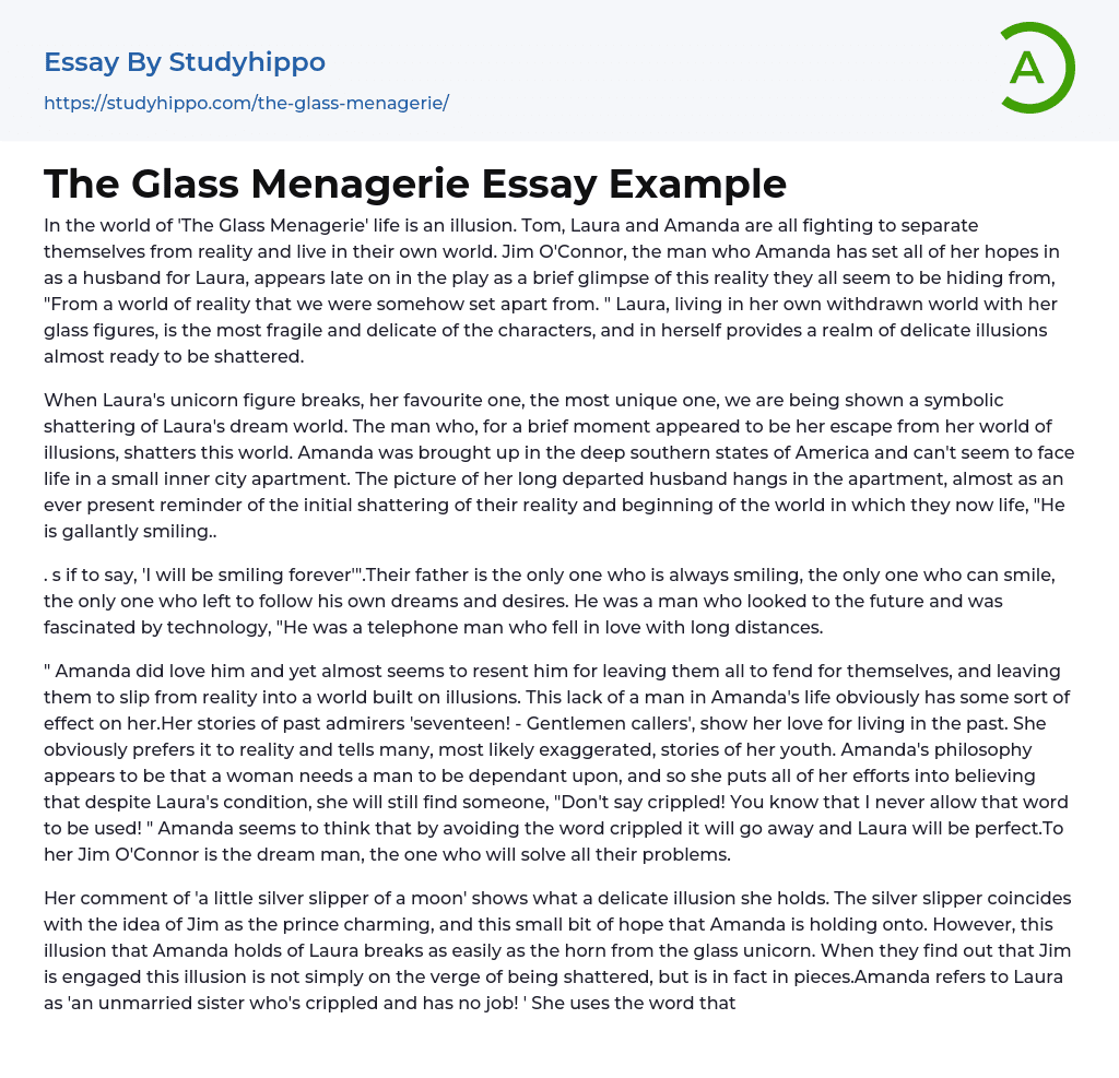 The Glass Menagerie Essay Example
