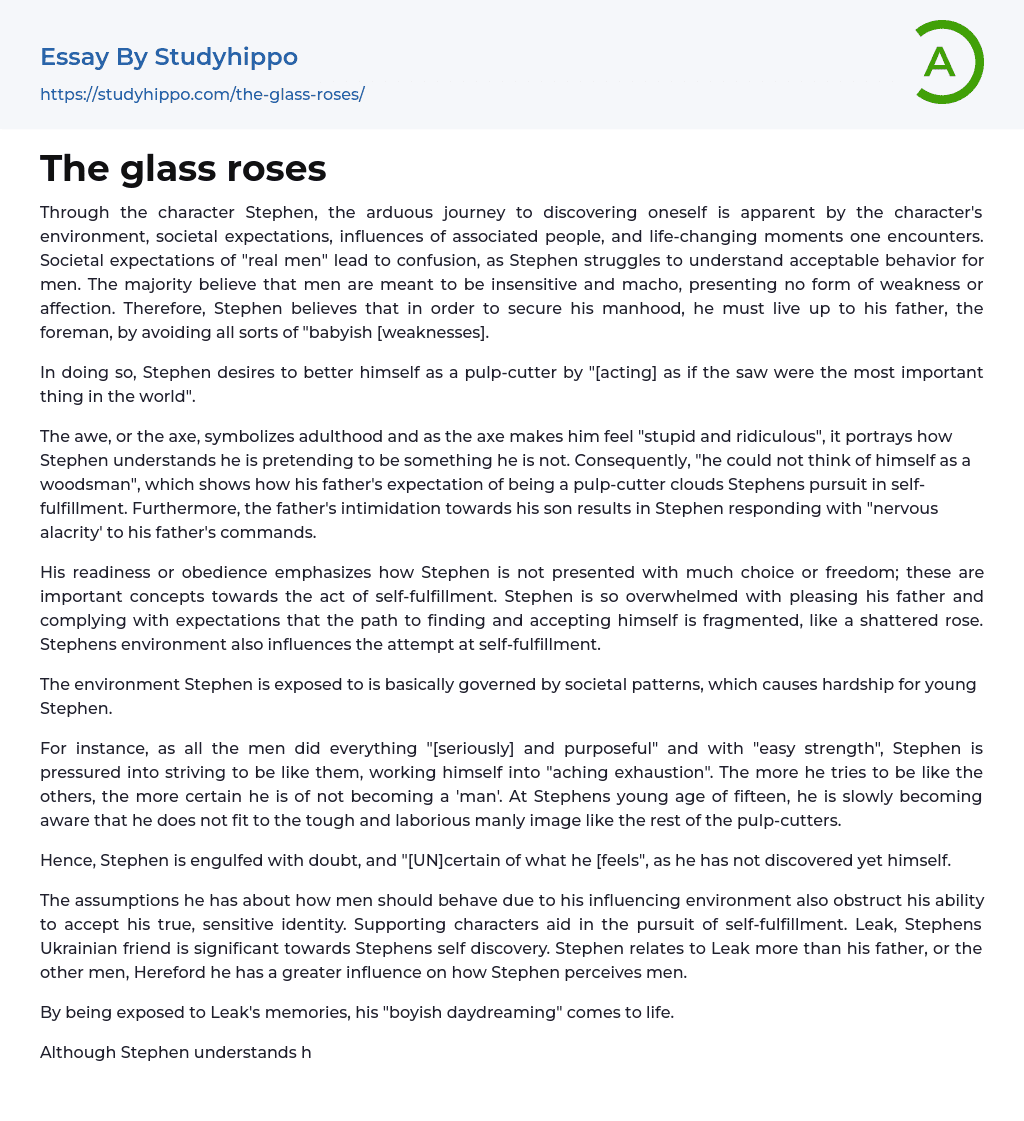 The glass roses Essay Example