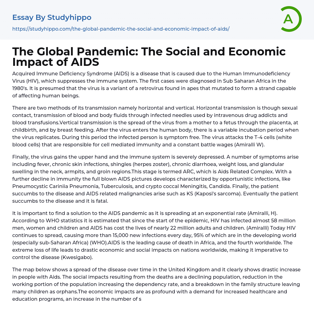 The Global Pandemic: The Social and Economic Impact of AIDS Essay Example