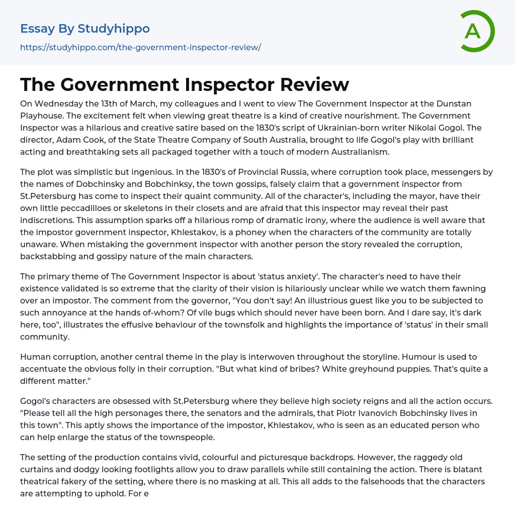 the government inspector essay