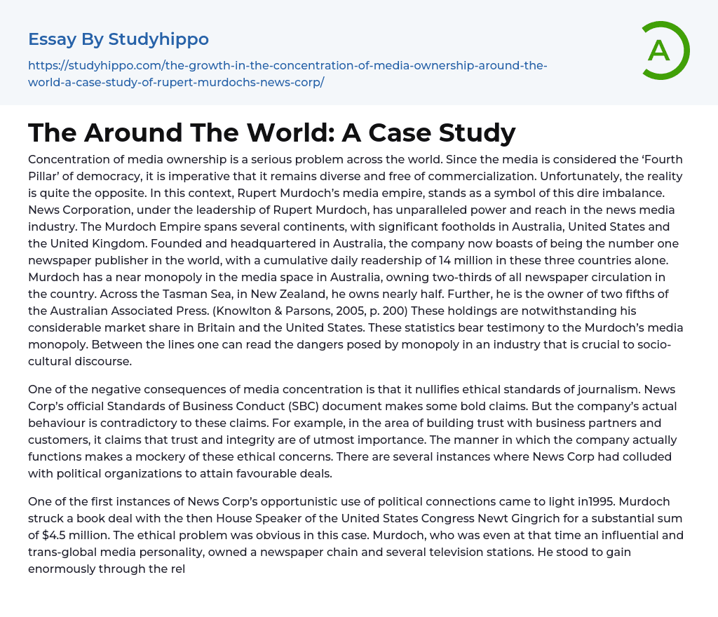 The Around The World: A Case Study Essay Example