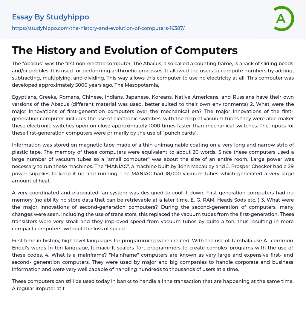 essay about computer age