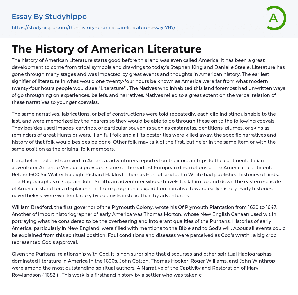 american literature history research paper