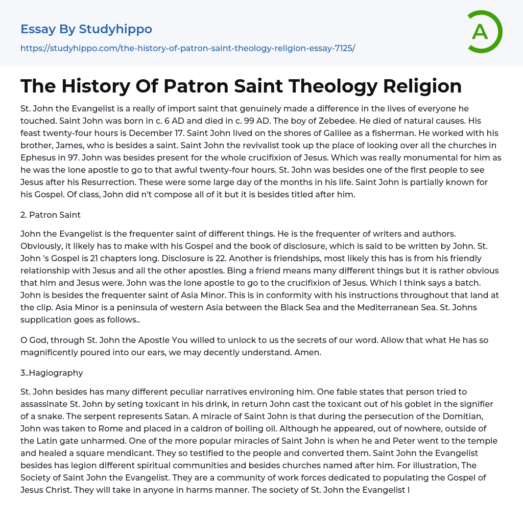 The History Of Patron Saint Theology Religion
