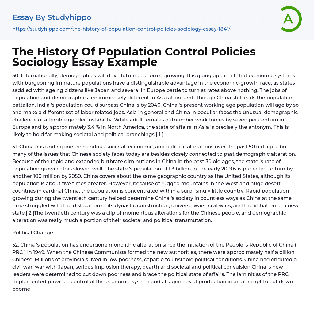 The History Of Population Control Policies Sociology Essay Example