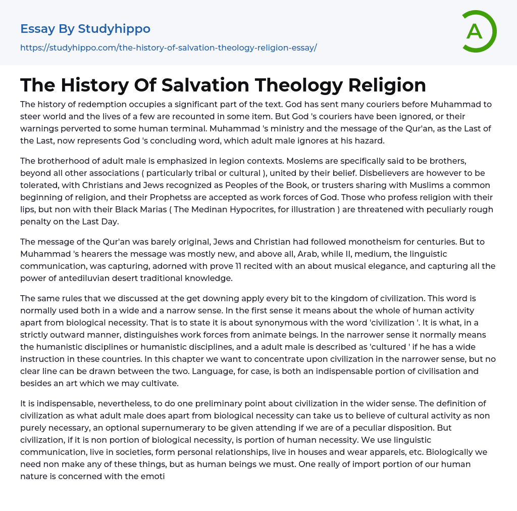 history of salvation essay