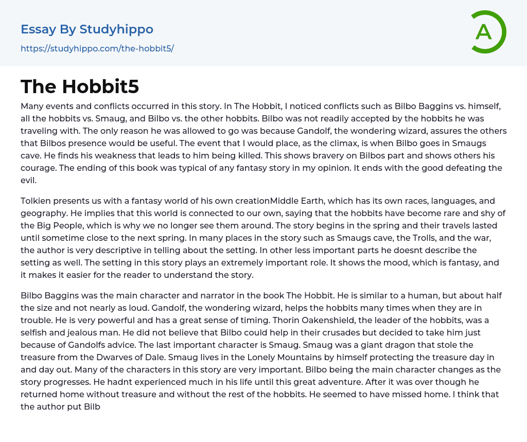 The Hobbit5 Essay Example