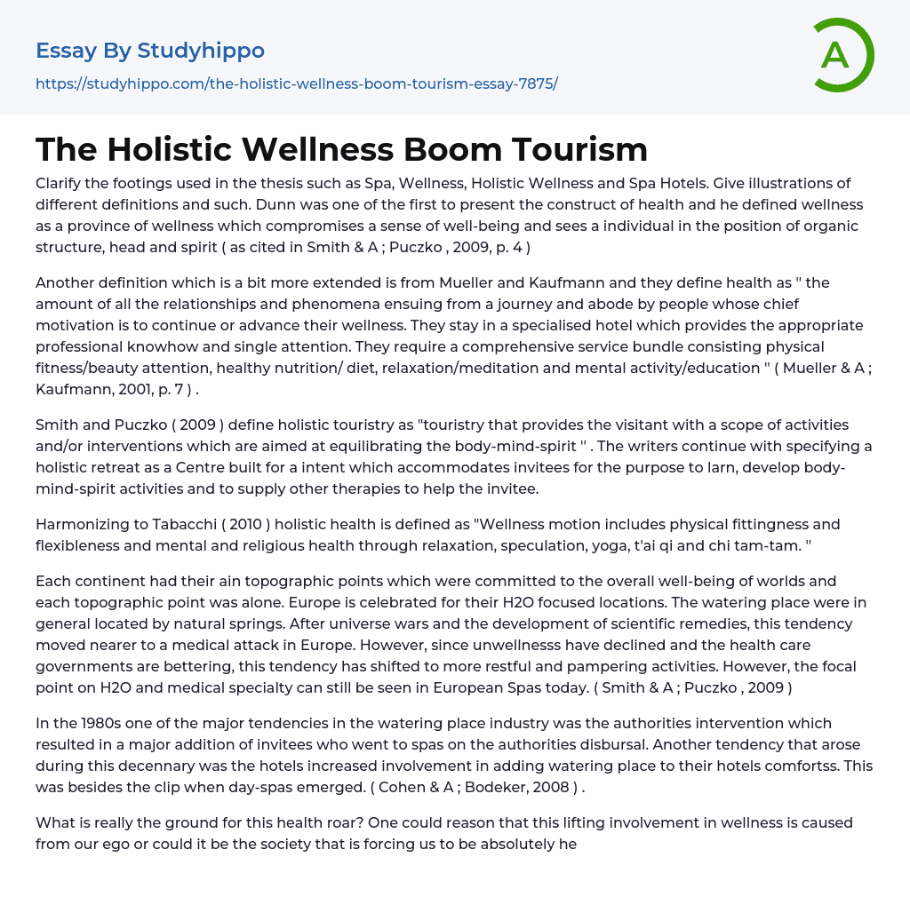 The Holistic Wellness Boom Tourism Essay Example