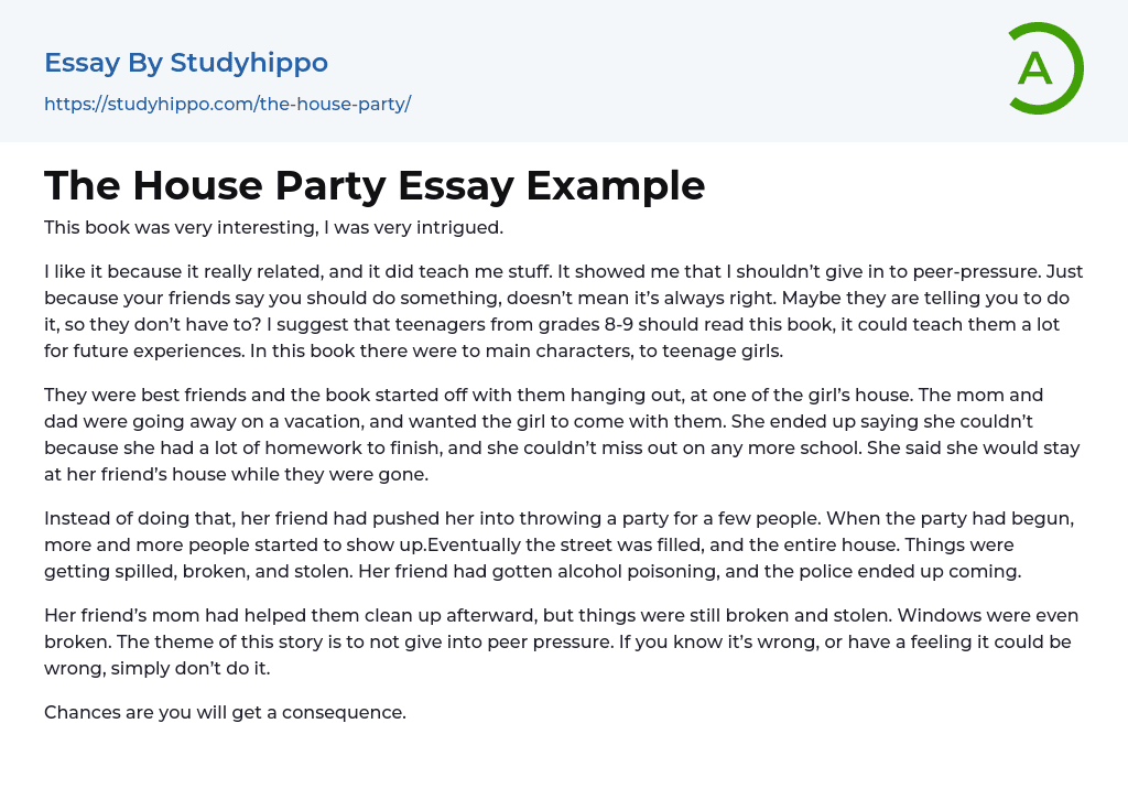 The House Party Essay Example