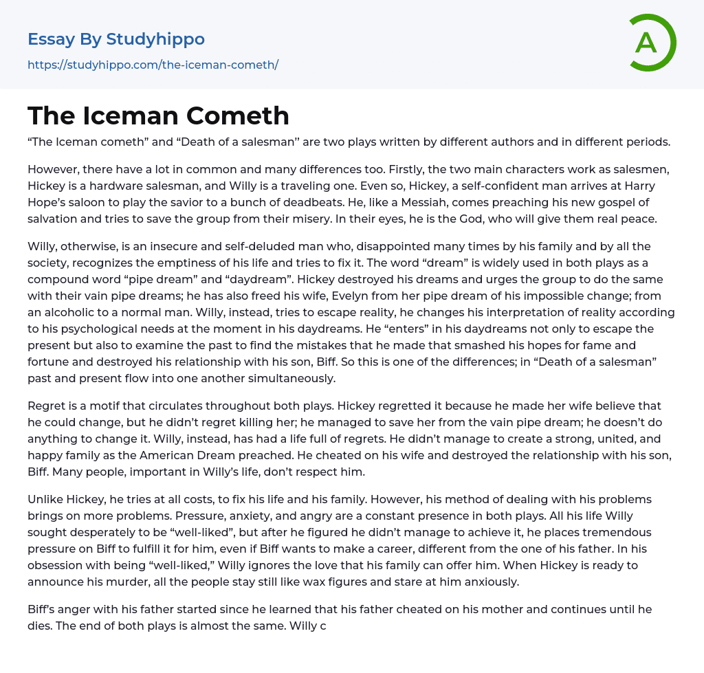 The Iceman Cometh Essay Example