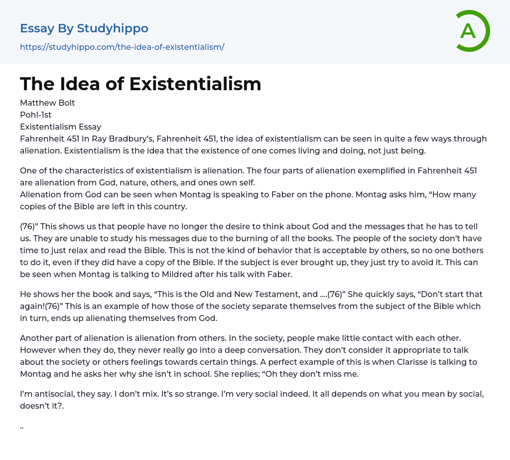 existentialism in life essay