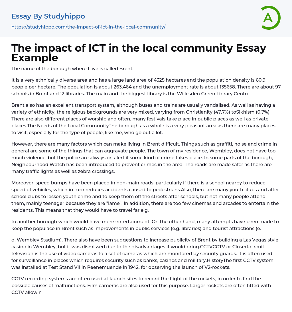 The impact of ICT in the local community Essay Example