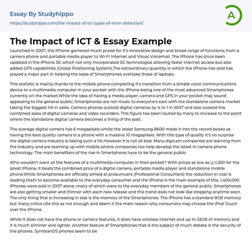 The Impact of ICT &amp Essay Example
