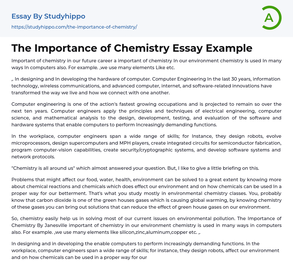 narrative essay about chemistry