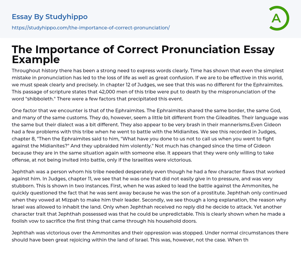 The Importance of Correct Pronunciation Essay Example
