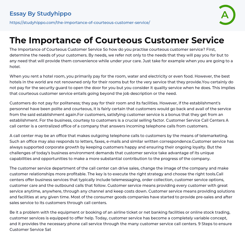 restaurant customer service essay