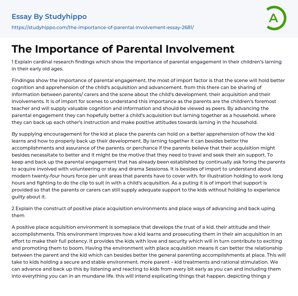 research articles on parental involvement